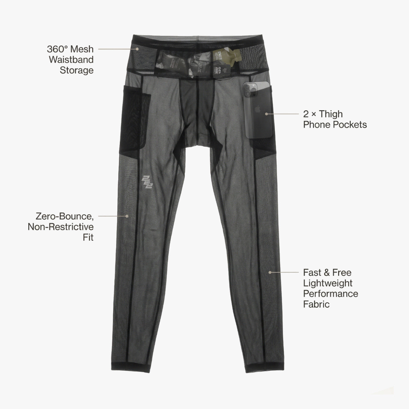 262 Men's Full Length Pocket Running Tights – Compression – 262