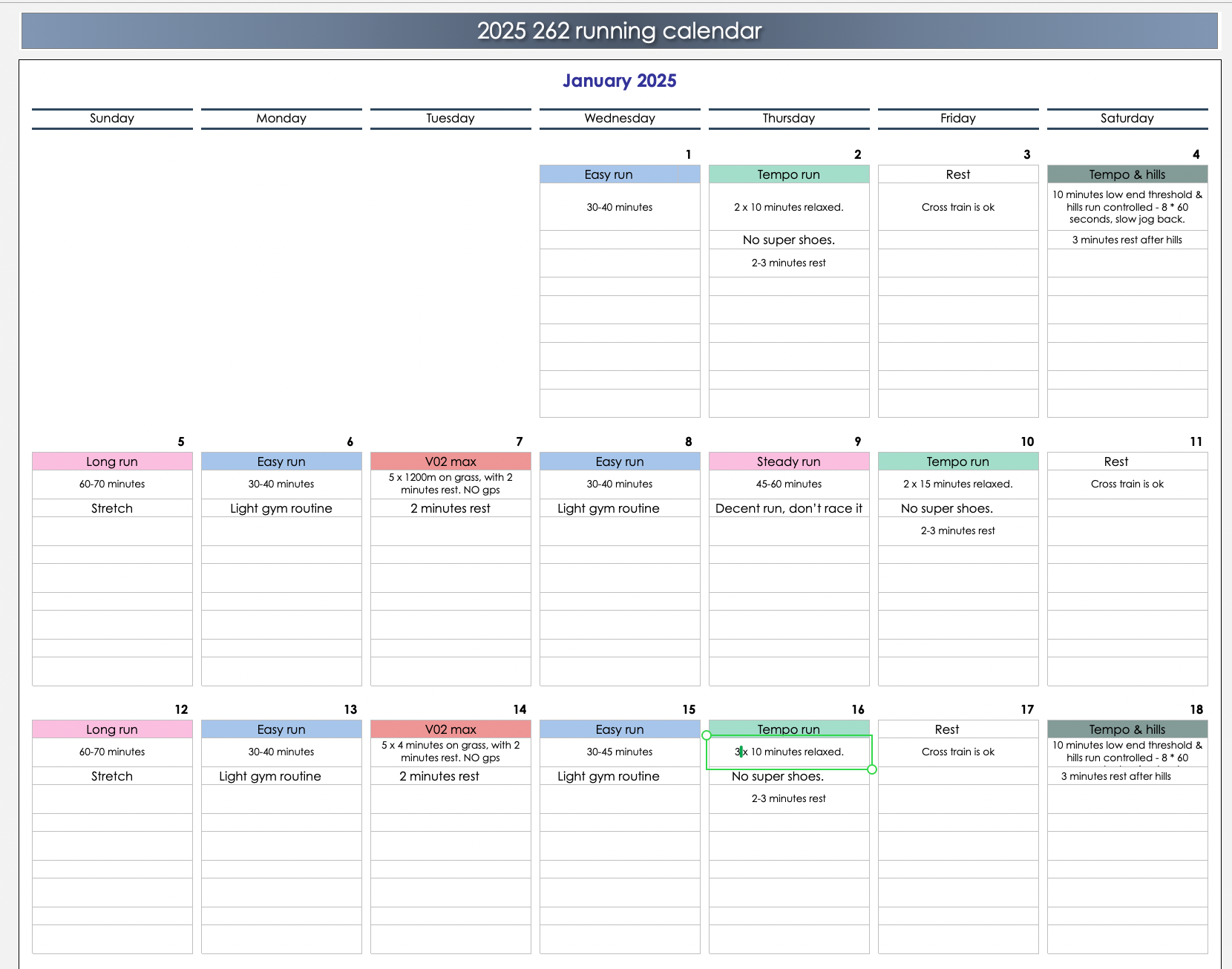 Runners yearly planner